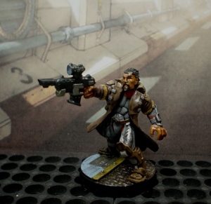 Metal character fig from Sedition Wars with minor gun mod. 